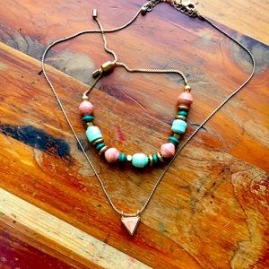Geometric marble necklace and paper bead bracelet
